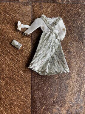 Topper Dawn doll clothes Jeanie Silver and White dress